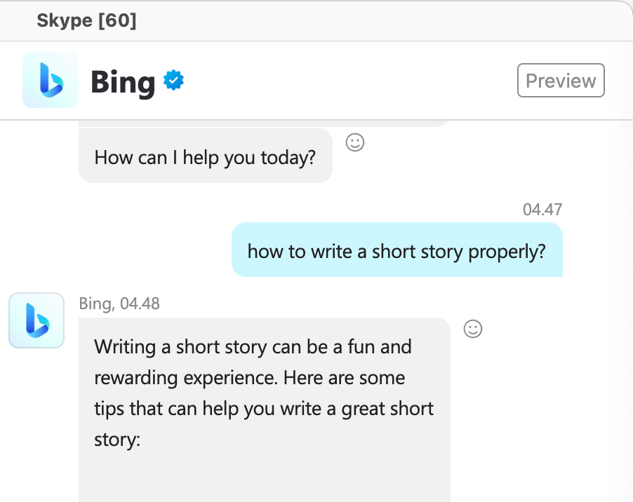 BIng has some tips for short story writing